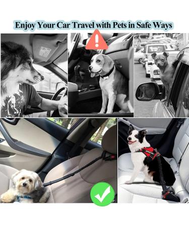 Dog Car Seat Belt Harness with Anti-Shock Bungee Buffer - Adjustable Safety Leads for Pets Travel - Orange - Buy Online on GoSupps.com