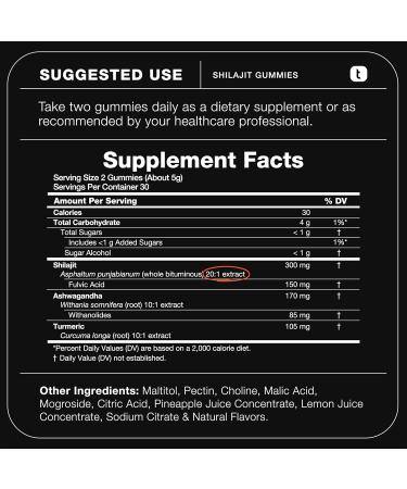 Shilajit Gummies for Men - 50% Fulvic Acid - Extra Strength 8750mg Equivalent - with Turmeric & Ashwagandha Extract - Third-Party Lab Tested for Purity & Potency - 60 Gummies 60 Count (Pack of 1) - Buy Online on GoSupps.com