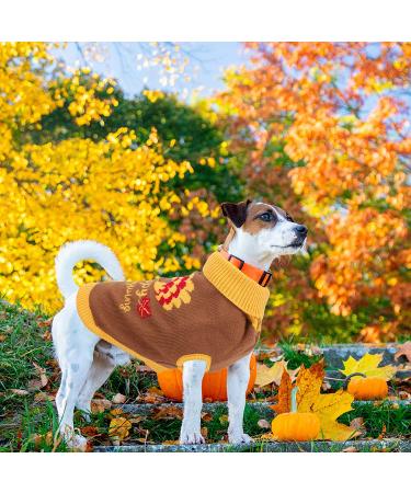 HUMLANJ Thanksgiving Knitted Dog Turtleneck Sweater - Warm Turkey Pullover for Puppy - Leash Hole - Small-Medium Sizes - Buy Online on GoSupps.com
