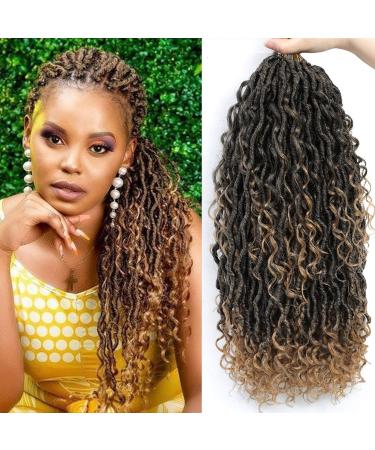 6 Packs Boho Goddess Locs Crochet Hair 18 Inch River Locs Goddess Faux Locs Crochet Hair Wavy Crochet With Curly Hair In Middle And Ends Boho Faux Locs Synthetic Hair Extension (18inch,T27) 18 Inch (Pack of 6) T27