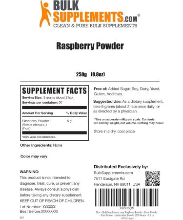 BULKSUPPLEMENTS.COM Raspberry Powder - Dried Fruits Powder - Dried Raspberries Powder - Antioxidant Powder - Raspberry Fruit Powder - Raspberry Flavoring Powder (250 Grams - 8.8 oz) 8.8 Ounce (Pack of 1) - Buy Online on GoSupps.com