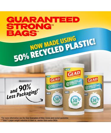 Glad White Garbage Bags - Small 25 Litres - Made using 50% Recycled Plastic 44 Trash Bags - Buy Online on GoSupps.com