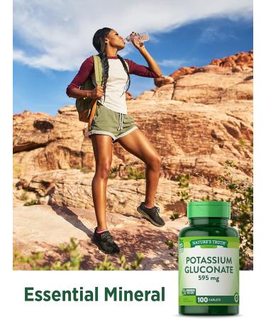 Potassium Gluconate 595mg Capsules - Vegetarian, Non-GMO, Gluten Free | 100 Count by Nature's Truth - Buy Online on GoSupps.com