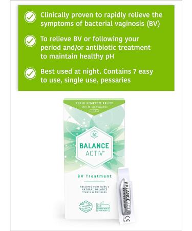 Balance Activ Pessaries for Bacterial Vaginosis Relief | Natural Treatment for Odour & Discomfort | 1 Pack, 7 Count - Buy Online on GoSupps.com