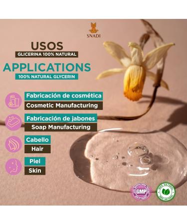 Snadi Bio Vegetable Liquid Glycerin 500ml - 98% Pure | GMP Certified | Natural Cosmetics & Hair Care | Eco-Friendly | Perfect for Skin Hair & Hands - Buy Online on GoSupps.com