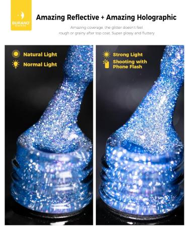 Burano Reflective Gel Nail Polish | UV Diamond Glitter Gel | Holographic Color - 7.3ml (JL14) - Buy Online on GoSupps.com