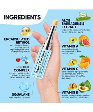 ESTETIST Retinol Eye Brightener Cream Stick - Dark Circle & Puffiness Relief | Vitamin C & E Hydrating Eye Balm for Anti-Aging - All Skin Types - Buy Online on GoSupps.com