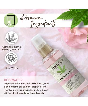 Hemp Infused Hydrating Rose Water Face Mist - 4oz Setting Spray with Hemp Seed Oil for Hydration - Buy Online on GoSupps.com
