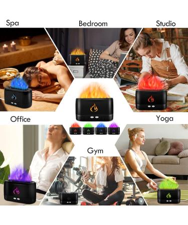 Flame Essential Oil Diffuser - Augot Aroma Diffuser with 5 Color Changing Flame Light No-Water Auto-Off Noiseless Humidifier for Spa Home Office & Yoga - Black - Buy Online on GoSupps.com
