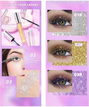 Glitter Mascara Quick Dry Long Lasting Waterproof Party Makeup Eyelash Mascara for Women and Girls Glitter Mascara - Buy Online on GoSupps.com