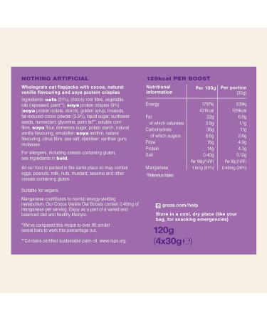 Graze Healthy Snacks - Cocoa Vanilla Vegan Snack Bars-4x30g - Buy Online on GoSupps.com