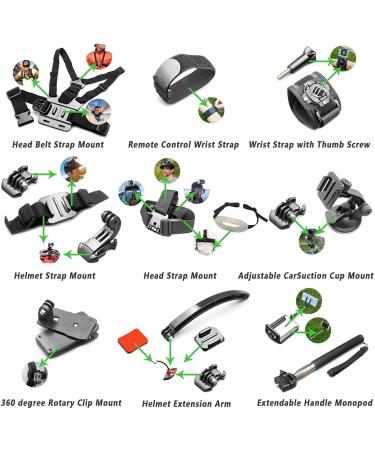 DeKaSi Action Camera Accessory Kit - Compatible with GoPro, Insta360, DJI, AKASO, APEMAN, and More - 55 Piece Kit - Buy Online on GoSupps.com