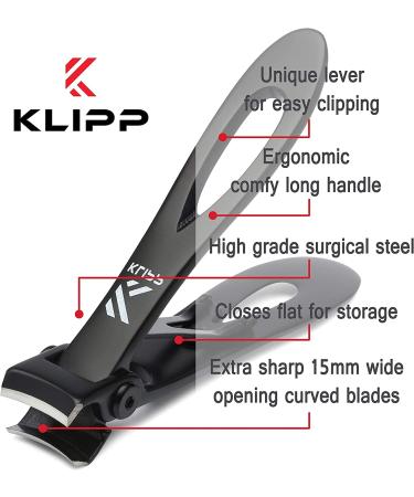 KLIPP 15mm Wide Jaw Nail Clippers for Thick Nails - Stainless-Steel Blades - Podiatry Tool for Manicure and Pedicure - Buy Online on GoSupps.com