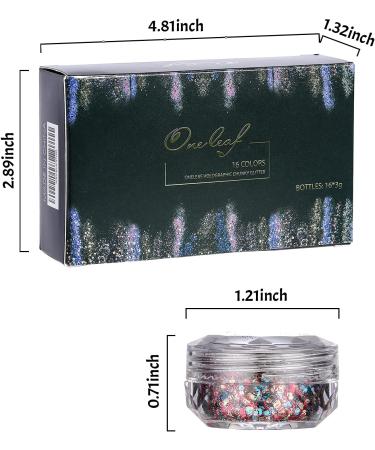 Oneleaf Holographic Chunky Glitter Set - 16 Colors, 120g - Face Body Eye Hair Nail Festival Sequins Glitter - Christmas Mermaid Dreams - Buy Online on GoSupps.com