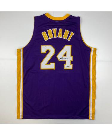 Facsimile Autographed Kobe Bryant #24 Los Angeles LA Purple Reprint Laser Auto Basketball Jersey Size Men's XL