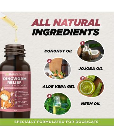 BUDDY'S BEST Ringworm Relief Spot-On Treatment for Dogs & Cats: Natural Fast-Acting Formula with Jojoba & Neem Oil Soothes & Heals Skin Easy Application 50ml - Buy Online on GoSupps.com