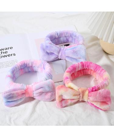spa headband three-piece headband for washing face face wash headband makeup headband skincare headband face wash bow headband (Gradient Purple Pink and White) - Buy Online on GoSupps.com