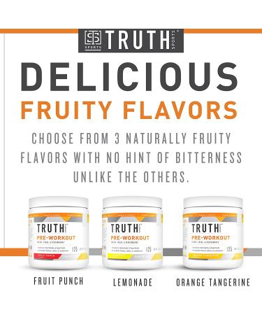 Truth Nutrition Natural Pre Workout Powder - Plant Based Vegan Preworkout for Men & Women - Clean Keto Friendly Formula - Lemonade Flavor - Buy Online on GoSupps.com