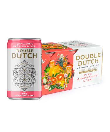 DOUBLE DUTCH Pink Grapefruit Soda | 6 x 150ml cans | Low Calorie Perfect Mixer for Cocktails No Artificial Colours Preservatives or Flavours (Pack of 6) 150 ml (Pack of 6) Pink Grapefruit