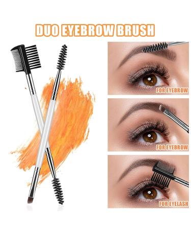 Professional Eyebrow Brush and Comb Set - 2 Pieces for Precise Application | Thin Angled Eyebrow & Eyeliner Brushes - Perfect for Flawless Brows (White) - Buy Online on GoSupps.com