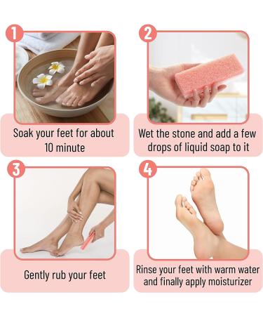 Slick Pumice Stone for Feet Callus Remover - 4 Pack, 2 Colors | Foot Scrub for Pedicure and Dead Skin Removal - Buy Online on GoSupps.com