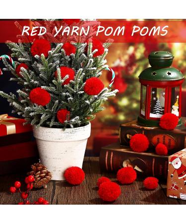 Syhood 30 Pcs Yarn Pom Poms Set - 20 x 1 Inch, 10 x 1.5 Inches Red Pompom Balls for Christmas Crafts and Xmas Party Decor - Buy Online on GoSupps.com
