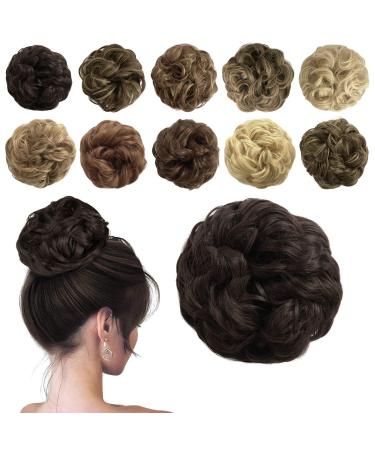 Sofeiyan Hair Part Hair tie updos Unordered Perquence Chignon Wavy messy chignon hairstyles hair extensions for women medium brown 40g medium brown