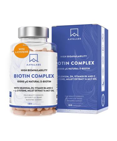 Biotin Hair Growth Vitamins -Biotin 10000 mcg supplements + Selenium Zinc Vit B6 & C L-Cysteine Millet & MCT Oil Hair Vitamins - 180 Biotin Tablets for Hair Skin and Nails Vitamins for Women & Men