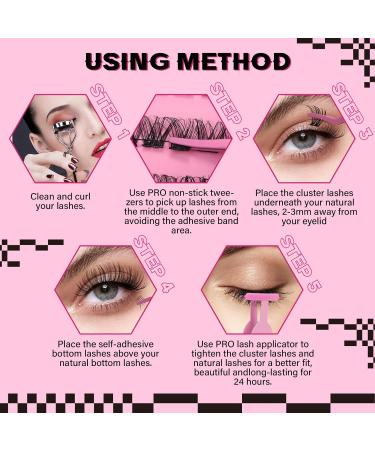 Self Adhesive Eyelashes Kit | 48pcs Lash Clusters + 48pcs Bottom Lashes | Reusable No Glue Natural Look | Easy to Use | Begonia D-10-18mix - Buy Online on GoSupps.com