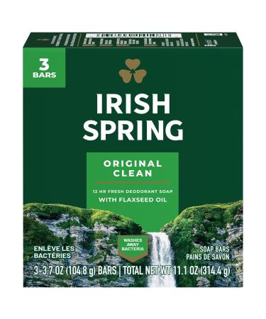 Irish Spring Deodorant Bar Soap  Original  Green Irish Spring  11.1 Ounce 3 Count (Pack of 1)