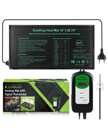 Riogoo 24 * 52 cm seedling heating mat and thermostat regulator 68-108 F Digital thermostat regulator IP68 waterproof (heated mat + thermostat regulator)