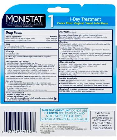 Monistat 1-Day Yeast Infection Treatment Ovule & Itch Cream Combo - Buy Online on GoSupps.com