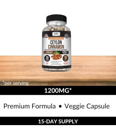 Kaya Naturals Ceylon Cinnamon Supplement | 1200mg per Serving Vegan - Non-GMO & Gluten Free - 30 Capsules 30 Count (Pack of 1) - Buy Online on GoSupps.com