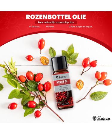 Kanzy Rosehip Oil 10 ml cold pressed plantbased facial oil for skin hair nails and body lightweight carrier oil in glass bottle for daily care - Buy Online on GoSupps.com
