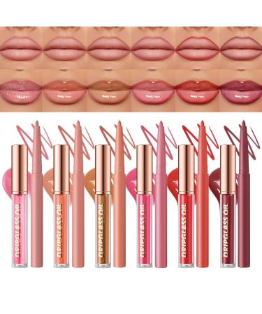 Generisch Lip Liner Lip Pencil - Moisturizing Color - Hydrating Lip Oil Lipstick - Long-lasting Lip Pencil and Lip Gloss Travel Kit