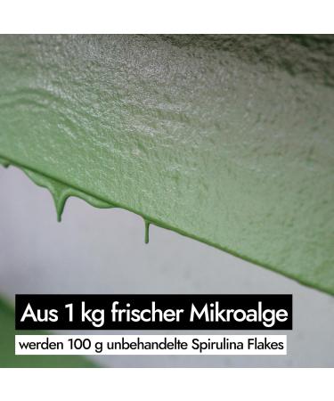 AHO Spirulina Flakes from organic farming in Germany - Organic spirulina rich in protein from Germany - Source of chlorophyll in smoothies as well as salads - Buy Online on GoSupps.com