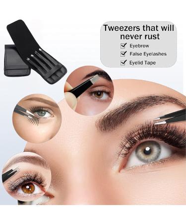 Professional Stainless Steel Tweezers for Eyebrows Eyelashes and Ingrown Veils - Set of 4 Non-Slip Finish - Buy Online on GoSupps.com