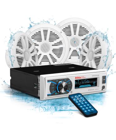 BOSS Audio Systems MCK632WB.64 Marine Stereo Package - Bluetooth, - - no CD DVD MP3 USB WMA AM FM Radio, 6.5 Inch Speakers, Antenna, Weatherproof - Buy Online on GoSupps.com