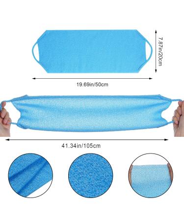 3 Pack Exfoliating Body Scrubbers with Handle - Dual Sided Nylon Back Washer - Stretchable Pull Strap - Perfect for Shower or Bath - Pink, Blue, Grey - Buy Online on GoSupps.com