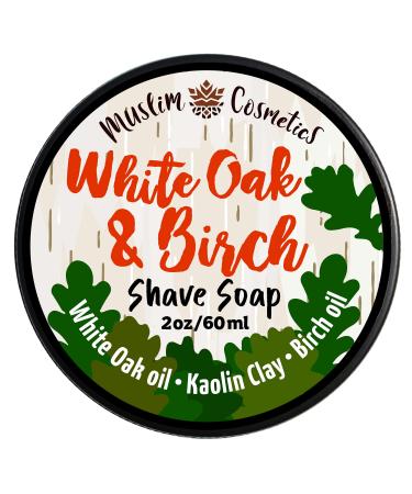 White Oak & Birch Shave soap - With Kaolin Clay - Mens Natural solid shaving cream - Moisturizing/Leaves skin soft // Made in Canada - Muslim Cosmetics - White Oak & Birch 2oz (Tin)
