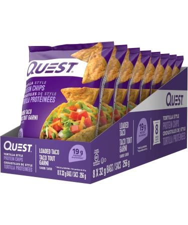 Quest Nutrition Tortilla Style Protein Chips Loaded Taco High Protein Baked Not Fried Gluten Free 1g Sugar 5g Carbs 8ct - Buy Online on GoSupps.com
