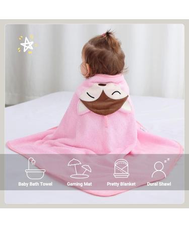 COOKY.D Bamboo Hooded Baby Bath Towel | Toddler Wearable Blanket | Large Size Animal Bathrobe | Pink Fox Design | 75x100cm - Buy Online on GoSupps.com