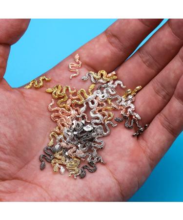 WOKOTO 50Pcs Small Snake Nail Charms - Gold, Silver, Black, Rose Gold | 3D Snakes for Nails | Metal Nail Art Charms for Women | Nail Jewelry Studs | Nail Accessory Kit - Buy Online on GoSupps.com