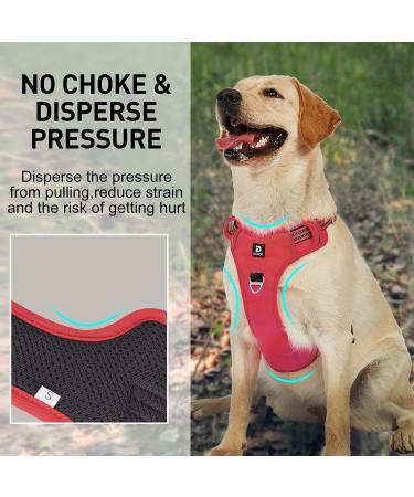 Docio Reflective Dog Harness for Large Dogs | Breathable & Soft Safety Vest | Anti-Train Design | Perfect for Medium to Large Breeds - Red - Buy Online on GoSupps.com