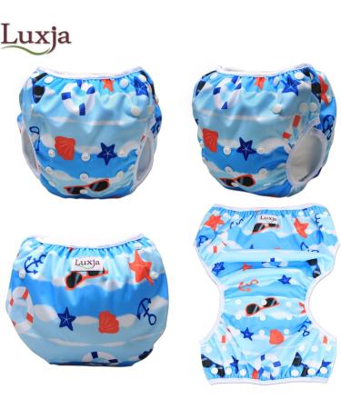 Luxja Reusable Swimming Diaper for Babies (0-3 Years) - Adjustable Washable with Colorful Stars - 2 Pack - Buy Online on GoSupps.com