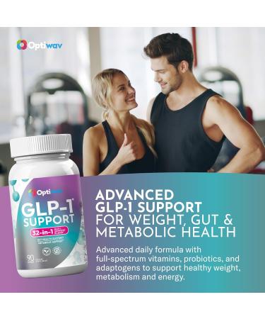 Optiwav GLP-1 Support Supplement for Weight Loss - 32-in-1 GLP1 Support with Probiotics for Women & Men - Natural Daily Oral Support to Boost Fat Burn Metabolism & Gut Health - Vegan Gluten Free - Buy Online on GoSupps.com