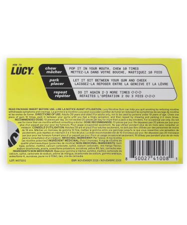 LUCY Nicotine Gum 4mg 100 Count | Mango Flavour | NPN 80108821 | Stop Smoking Aid | 10 pcs per Pack x 10 Packs - Buy Online on GoSupps.com