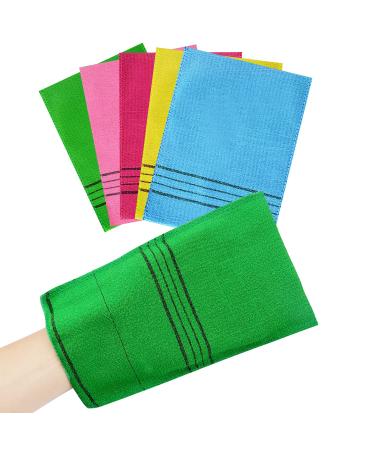 6 Pcs Exfoliating Washcloth  Korean Exfoliating Mitt  Colorful Korean Exfoliating Cloth for Removing Dry  Large Size Exfoliating Body Scrubber(5 Color) Style 1