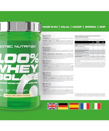 Scitec Nutrition 100% Whey Isolate - Sugar & Gluten-Free Protein with BCAAs Glutamine & Arginine - Vanilla Forest Fruit 700g - International Shipping Available - Buy Online on GoSupps.com