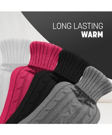 KEPLIN Cosy Hot Water Bottle with Knitted Cover - Relieves Body Aches & Pains Washable Safe & Durable Heating Pad - Ideal Cosy Nights & Gifts - Large 2L (Plum) Plum Knitted - Buy Online on GoSupps.com